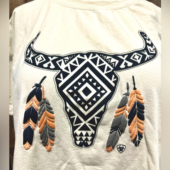 EUC Ariat Relaxed Fit Cropped Longhorn Graphic Tee Sz XL - Picture 7 of 16
